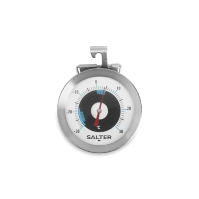 Afbeelding van Salter 517 SSCR Fridge &amp; Freezer Thermometer, Adjustable Angle, Bold Display, Easy Read, Hang, Sit or Stand on Shelf, 30C to Range, Safe Zones, Keep Food Fresh, Magnified Lens, Stainless Steel