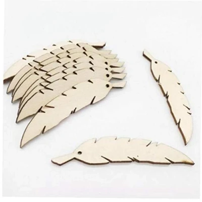 Afbeelding van 50 stks Hout Veer Versiering Houten Vorm Craft voor Kunst Bruiloft Party Woondecoratie