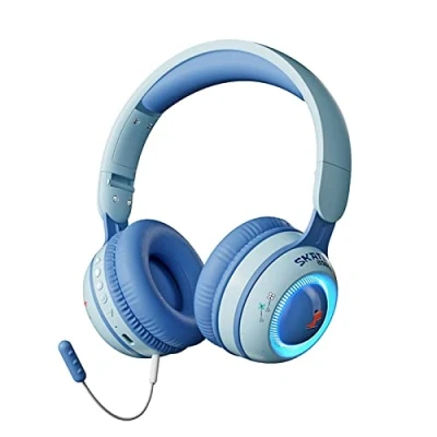 Afbeelding van Kinder Hoofdtelefoon met Microfoon Bluetooth Opvouwbare Beperkt Volume voor Kinderen/School/Tablet/Reizen, Blauw