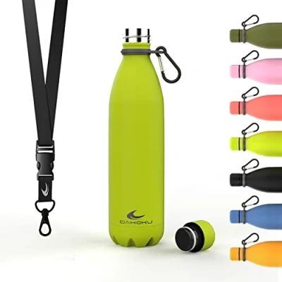 Afbeelding van DAIKOKU Roestvrijstalen Waterfles Dubbelwandige Thermosfles 100% Lekvrij Veilig en Gezond Multifunctioneel Fluor Groen 750 ML