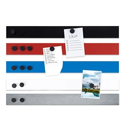 Afbeelding van MOB Magneetstrip voor kantoor in set van 4 inclusief magneten als magnetische wandlijst foto&#039;s, documenten, notities zelfklevend 50 cm lang, zwart