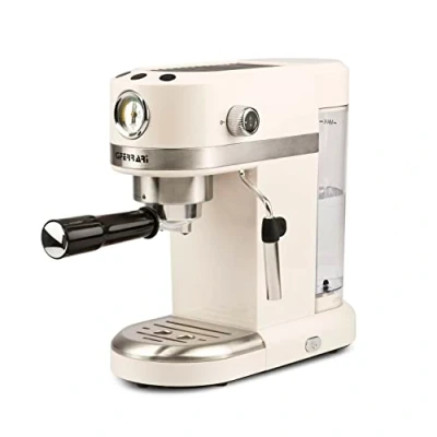 Afbeelding van G3 Ferrari G10168 Amarcord Automatische espressomachine, koffiepoeder of ESE Oblaten met cappuccino verdamper, 15 bar, 1350 W, 1 2 kopjes, wit