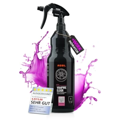 Afbeelding van ADBL Vampire Elixir (1 liter), velgenreiniger en roestverwijderaar, zuurvrije reiniger met werkindicator voor alle velgentypes zoals aluminium velgen, stalen velgen chroomvelgen, zachte