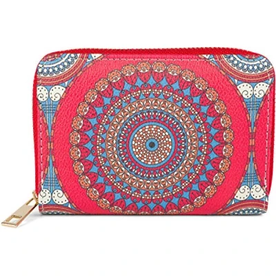 Afbeelding van styleBREAKER Damesportemonnee met kleurrijk mandala ornamentpatroon, etnostijl, rits, portemonnee 02040149, Kleur:Rood Blauw Oranje