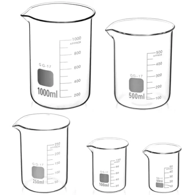 Afbeelding van QWORK® glazen beker 50 ml 100 250 500 1000 ml, set van 5 maatbekers met maatverdeling voor laboratoriumkeuken