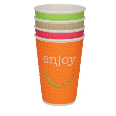 Afbeelding van 25x Koffiebeker Enjoy bubble dubbelwandig 16oz 475ml