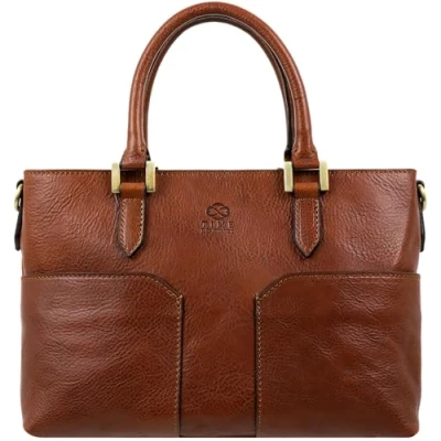 Afbeelding van Time Resistance Stijlvolle Kleine Leren Handtas Dames Shouldertas Handgemaakt Italiaanse Volnerfleer, Cognacbruin
