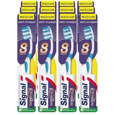 Afbeelding van Signal Tandenborstel Integral 8 Complete verzorging Medium, anti plaque werking, reiniging tussen de tanden, voorkomt cariës, 12 stuks
