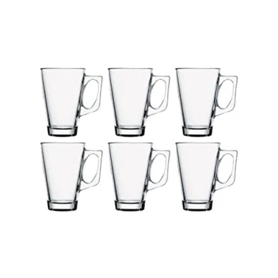 Afbeelding van Pasabahce 55201 Theeglas met handvat Vela voor thee, latte macchiato, Ierse koffie, punch, glühwein, warme chocolademelk, set van 6