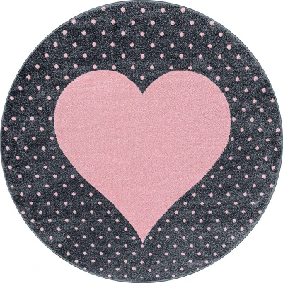 Afbeelding van Rond Kindervloerkleed Bambi Hart Roze Ø 160cm Adana Carpets
