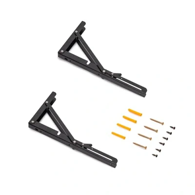 Afbeelding van Emuca Set Opklapbare steunen set, lengte 303mm, maximale belasting 50kg, Staal, Zwart gelakt