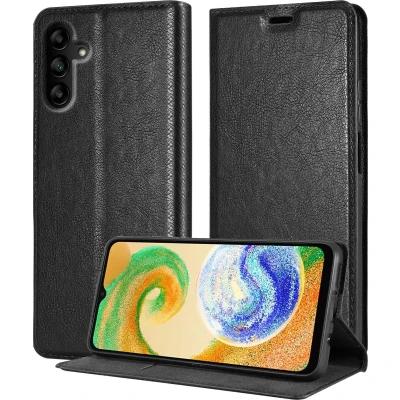 Afbeelding van Cadorabo Hoesje geschikt voor Samsung Galaxy A04s in ZWARTE NACHT Beschermhoes Case magnetische sluiting Cover