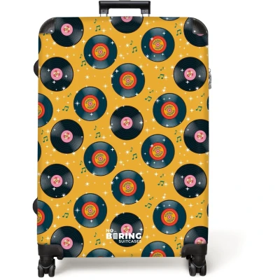Afbeelding van NoBoringSuitcases.com® Koffer groot Reiskoffer lichtgewicht Retro disco platen patroon kleurrijk Rolkoffer met 4 wielen Grote trolley XL 98 liter bagage