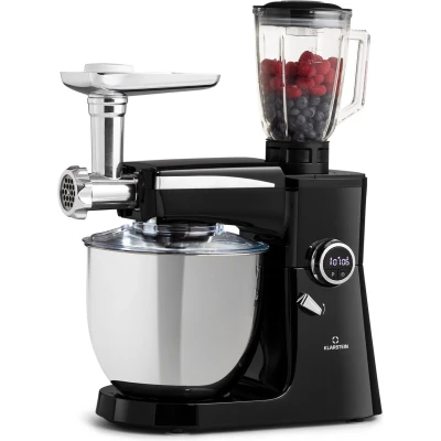 Afbeelding van Klarstein Renata Rossa Keukenmachine 3 In 1 8 Standen 2000 W 10 Liter RVS Kom Bevat geen BPA 1,5 Blender Opzet Haarfijn Roeren En Mengen Van Zwaar Brooddeeg Tot Luchtige Slagroom Eenvoudig Gebruik Robuust Zwart