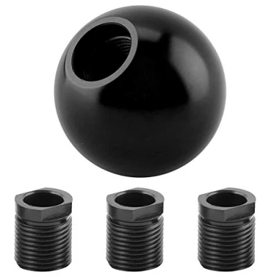 Afbeelding van auto versnellingspookknop, universele handmatige knop balvorm ronde kop metalen versnellingspook (zwart)