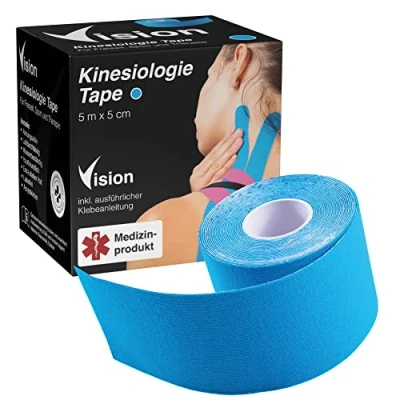 Afbeelding van Vision Kinesiologie tape I 5 cm x m medisch hulpmiddel kinesio super huidvriendelijk extra sterke grip elastisch ademend waterbestendig (blauw)
