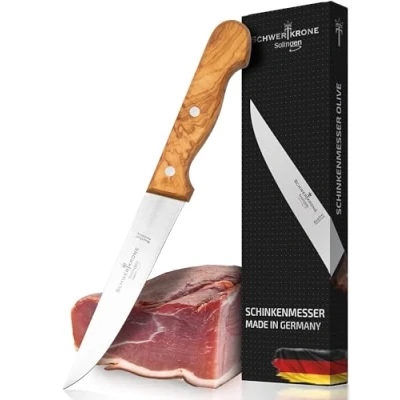 Afbeelding van Schwertkrone Premium hammes met olijfhouten handvat 15 cm lemmet veelzijdig inzetbaar steekmes/vleesmes Made in Solingen