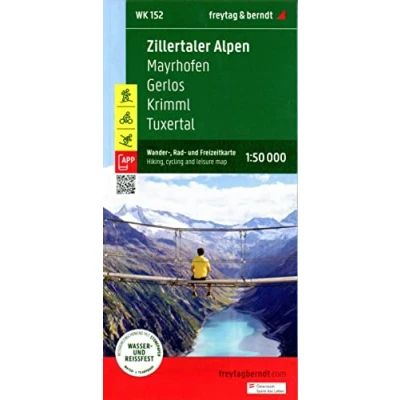 Afbeelding van Zillertaler Alpen, Wander , Rad und Freizeitkarte 1:50.000, freytag &amp; berndt, WK 152: Mayrhofen Gerlos Krimml Tuxertal, mit Infoguide, APP, wasserfest reißfest