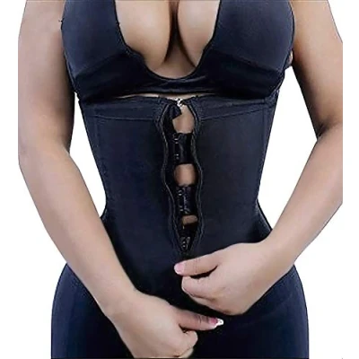 Afbeelding van Yianna Latexkorset voor dames, slankheidsgordel met ritssluiting en haak een platte buik, waisttrainer zwart M: Pour Tour de Taille 66 71 CM