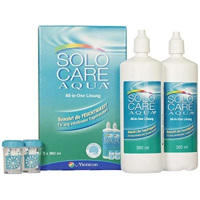 Afbeelding van Solocare Solo Care Aqua Verzorgingsmiddel voor zachte contactlenzen, 2 x 360 ml, per stuk verpakt (1 720 ml)