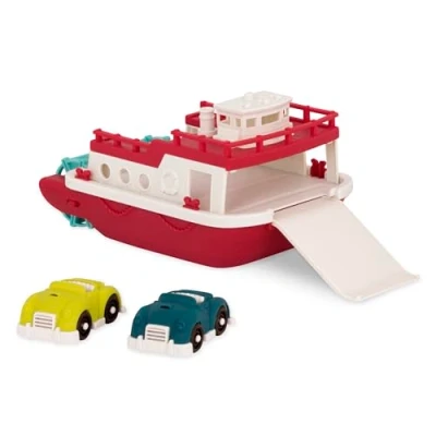 Afbeelding van Wonder Wheels Ferry Boat draaghetto met twee molen, rood/wit, VE1008Z