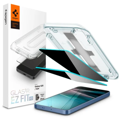 Afbeelding van Spigen Glas tR EZ Fit HD (Privacy) 2 Set Samsung Galaxy S25/S24 (2 Stuk, S25, S24+), Smartphone beschermfolie