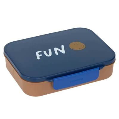 Afbeelding van LÄSSIG Kinderbroodtrommel, ontbijtbox, BPA vrij, met uitneembare scheiding/Bento Lunchbox Little Gang Smile navy