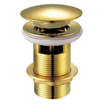 Afbeelding van Xcel Home Gold Slotted Click Clack Dome Waste Vervangende Wastafel Messing Pop Up Paddestoel Plug Standaard G 1 1/4&quot; BSP aansluiting st (Standaard) (Dome)