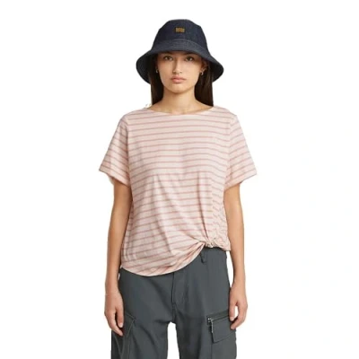 Afbeelding van G STAR Tshirt basic, Dames, Maat: XXS, Lt chalk liquid pink stripe