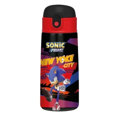 Afbeelding van Seven Sonic thermosfles, Zwart, temperatuurbestendigheid tot 24 uur, drinkfles voor kleuterschool, basisschool en vrije tijd, kinderen, modern