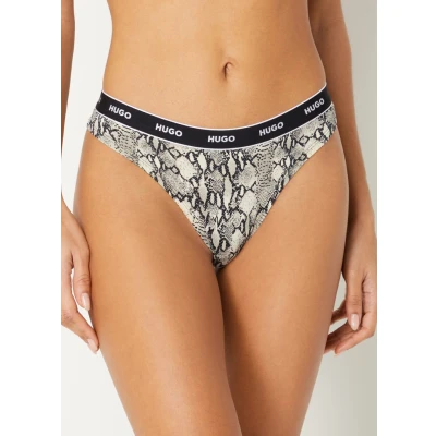 Afbeelding van HUGO BOSS dames String met logoband in 3 pack de kleur Beige, maat: XS