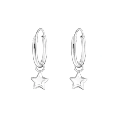Afbeelding van Oorbellen dames Oorring met hanger Zilveren oorringen hanger, ster WeLoveSilver