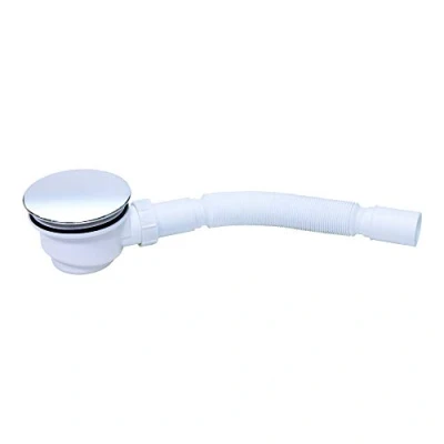 Afbeelding van Grafner Set voor douchebak, extra platte afvoergarnituur in chroom, universele afvoer Ø 84 96 mm, geurafsluiter, haarzeef, chroom afdekking, flexibele slang, afvoerdouche, sifon DN 50