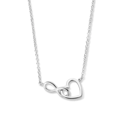 Afbeelding van zilver gerhodineerd collier hart en infinity 41 + 4 cm 1336506 horloge Zilverkleur 45