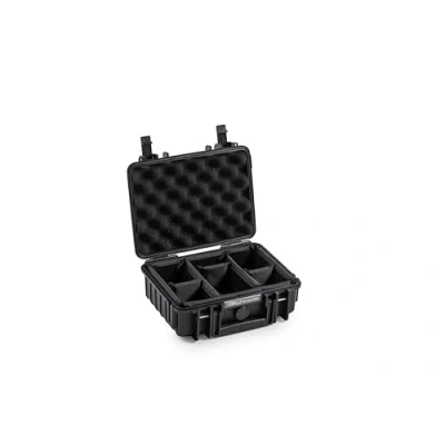 Afbeelding van B&amp;W Outdoor Transportkoffer Type 1000 met gewatteerde verdeler zwart waterdicht volgens IP67 certificering en stofdicht