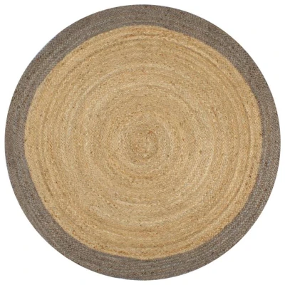 Afbeelding van Vloerkleed handgemaakt met grijze rand 150 cm jute