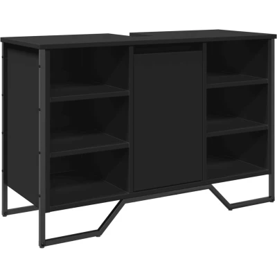 Afbeelding van Wastafelkast 91x35x60 cm bewerkt hout zwart