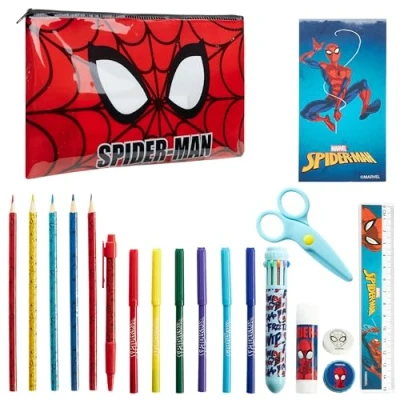 Afbeelding van Marvel Spiderman Etui en Briefpapier Set Schoolbenodigdheden Cadeaus voor Kinderen, Meerkleurig,