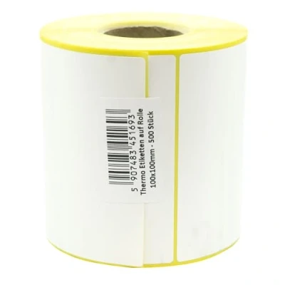 Afbeelding van MDlabels witte thermische etiketten op rol, 100 x mm, 500 stuks, permanent hechtend, voor barcode, zelfklevende etikettering
