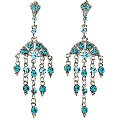 Afbeelding van Behave Oorhangers zilver kleur met blauwe steentjes