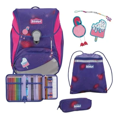 Afbeelding van Scout Schooltas Alpha Set 4 delig Summer Paars