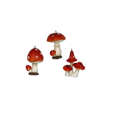 Afbeelding van Gisela Graham 5.5cm Hars Paddestoel Set van 3 Diverse