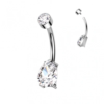 Afbeelding van Piercing titanium drop wit