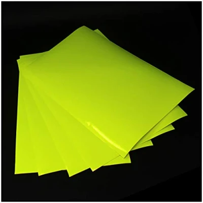 Afbeelding van DIN A4 vel knutselfolie zelfklevende kunstenaarsfolie plotterfolie plotfolie folie knutselen (neon geel, set van 5 vellen)