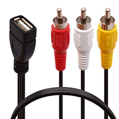 Afbeelding van Tomost USB naar 3 RCA kabel 2.0 Vrouwelijk 3RCA Mannelijke Video AV Camcorder Adapter Cord voor TV PC DVD (1.5 Meter)