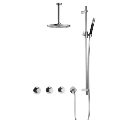 Afbeelding van Hotbath Cobber Regendoucheset IBS70 Chroom Staaf handdouche 20cm Hoofddouche 15cm Plafondbuis Handouche met glijstang