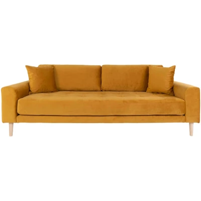 Afbeelding van Lido bank 3 pers. velours incl. 2 sierkussens, mosterdgeel.