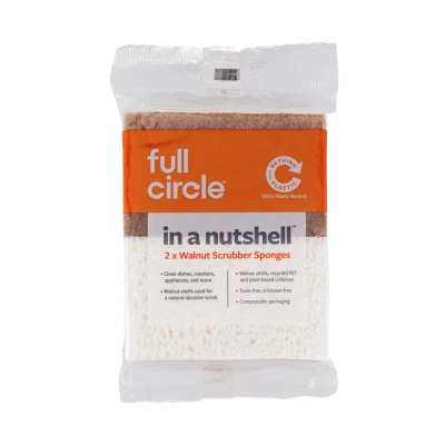 Afbeelding van Full Circle Home Scrubberspons IN A NUTSHELL Schoonmaakproducten Set van 2 Spons Walnootschelpen Duurzaam