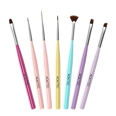 Afbeelding van Aokitec Nagelborstel Kit Gel Nagel Kunst Ontwerp Pen Tekengereedschap, Uitbreiding Lijm Borstel, Diamant En Teken Pen, Voor Diy Thuis Salons