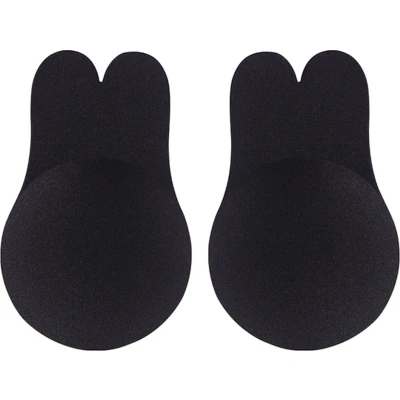 Afbeelding van Bye Bra stoffen Pull Up Beha, Konijn Vorm, Zelfklevende Plakbeha, Herbruikbare nippel cover, Zwart, M